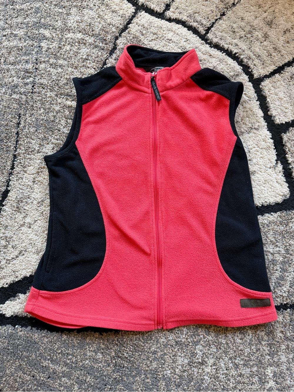 Black Diamond Coral Pink and Black Fleece Vest